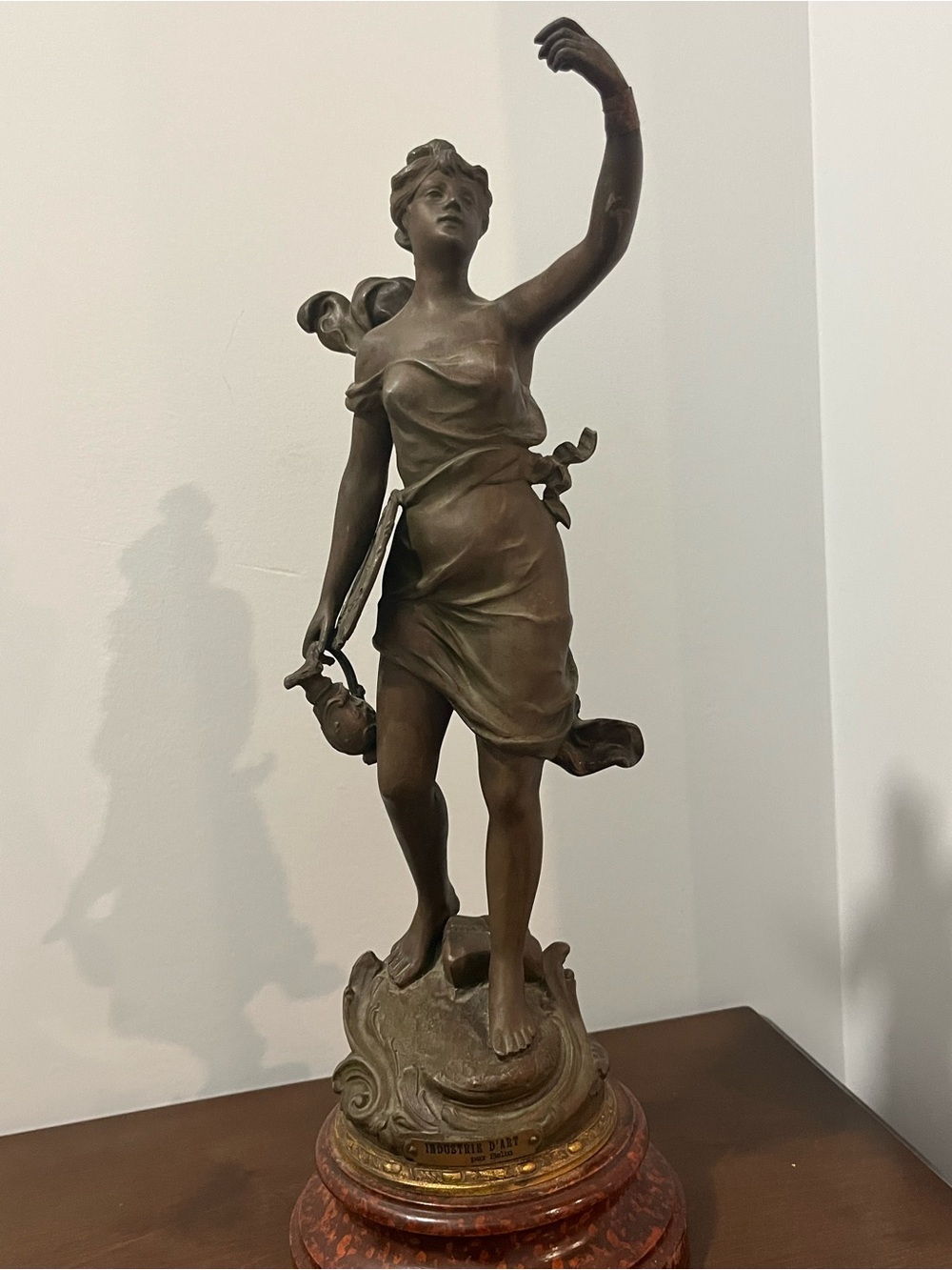 Bronze-Patina Female Figure Sculpture - Elegant Home Art Statue